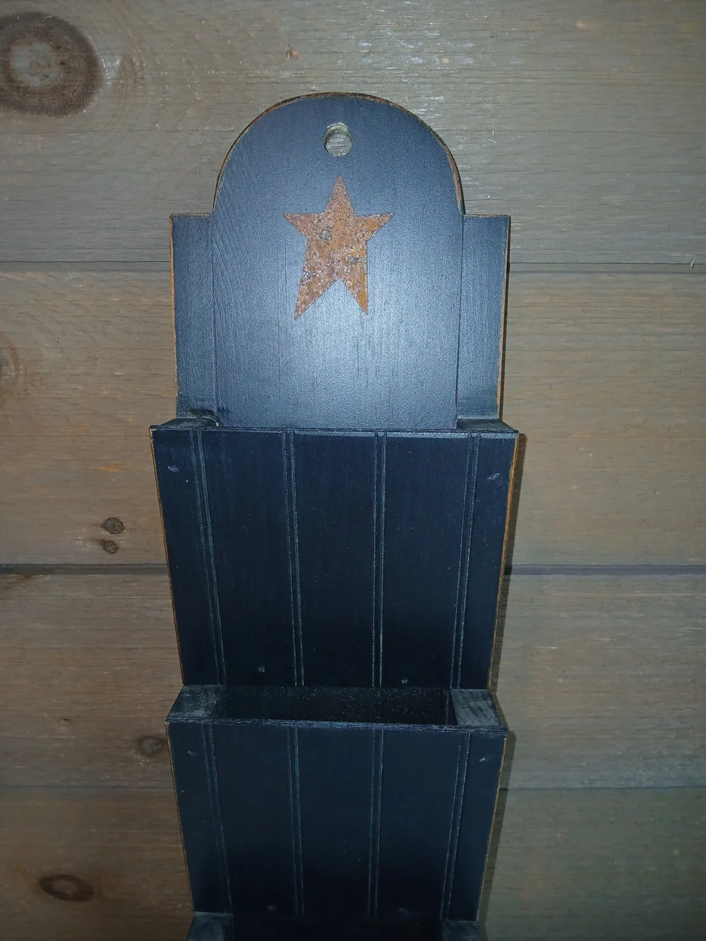 Vintage Wooden Mail & Key Organizer 3 Tier Pocket Farmhouse Country Entryway